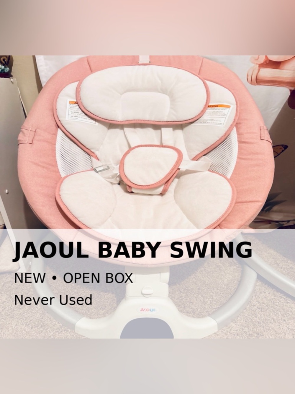 Jaoul Pink Baby Swing with Cozy White Insert